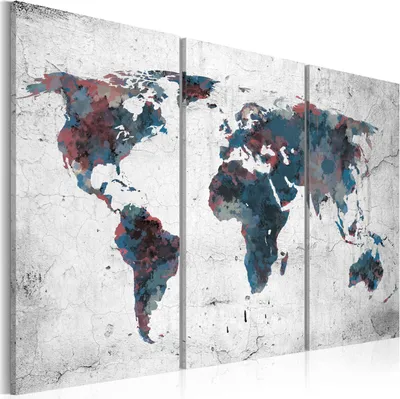 Image de Tableau mural moderne 020113- 92 (120x80) - 3 pièces Images Photographie sur toile intissé Photo Image Décoration Tableaux muraux Impression artistique Carte du monde
