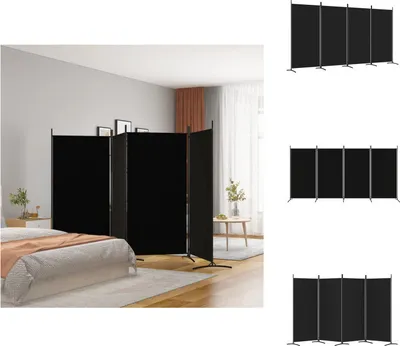 Produktbild von vidaXL 4-tlg. Paravent Schwarz 346x180 cm Stoff -  Raumteiler