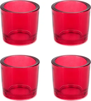 Produktbild von Teelichthalter Glas 6,5x6cm rot 4er Set