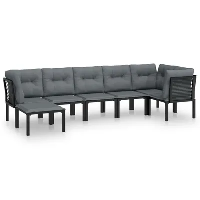 Produktbild von vidaXL 7-tlg. Garten-Lounge-Set Schwarz und Grau Poly Rattan