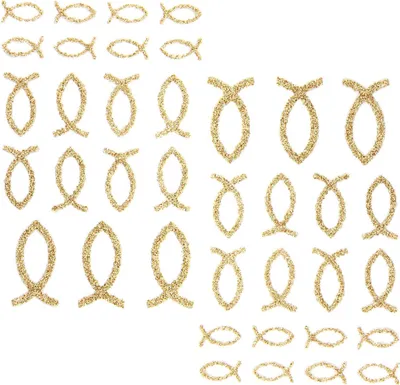 Produktbild von Oblique Unique 38 Fisch Sticker Glitzer Aufkleber Kommunion Taufe Tisch Deko - champagner