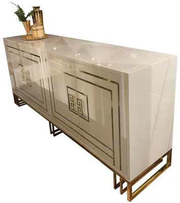 Produktbild von Casa Padrino Luxus Sideboard Creme / Gold 220 x 55 x H. 92 cm - Edler Schrank mit 4 Türen - Luxus Qualität - Luxus Möbel