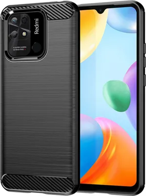 Produktbild von Techsuit Carbon Silicone Back Cover Hülle für Xiaomi Redmi 10C - Schwarz