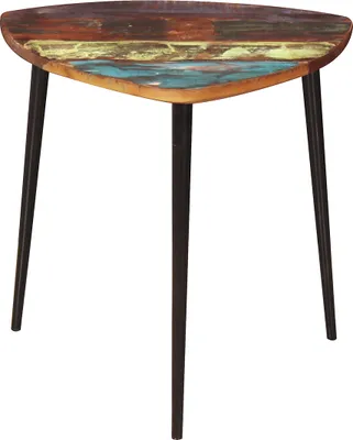Produktbild von SIT Möbel Couchtisch dreieckig | recyceltes Altholz bunt | Gestell Metall schwarz | B 54 x T 49 x H 41 cm | 09142-98 | Serie RIVERBOAT