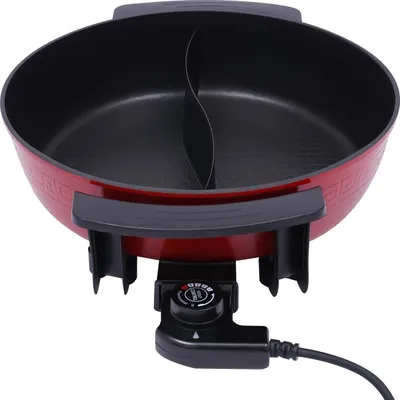 Zdjęcie produktu dla Garnek do hotpot Mandarin Duck, podwójny garnek do hotpot 6 litrów z przegrodą yin-yang, ciemny khaki, chińskie fondue dla domu i na imprezę