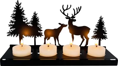 Produktbild von Adventskranz Modern, Advent Kerzenhalter, Adventskranz Metall, Adventsgesteck Länglich, für 4cm Teelichter Weihnachtsdeko Tisch,Adventskalender