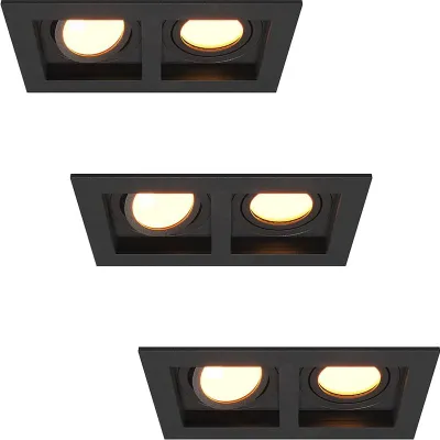 Image de HOFTRONIC - Lot de 3 Spots LED Encastrables Fresno 8W 2700K IP20 Noir