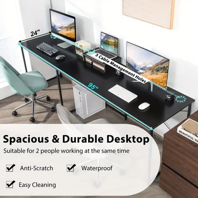 Image de Bureau d'angle - Bureau informatique - Bureau en L - Bureau gaming - Bureau - Noir - Acier robuste