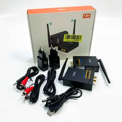 Produktbild von 1Mii RT5066 Drahtlos Audio Sender Empfänger, 2.4G Große Reichweite Transmitter and Receiver Kit Low Latency für HiFi-Musik von TV/PC zu Aktivlautsprechern/Stereo/Subwoofer/CD, Cinch-Ausgang/Eingang 320ft