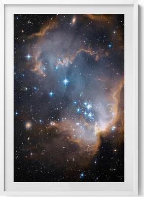 Produktbild von Bild NASA Weltraum und Sterne– Wandbild mit Rahmen – Gerahmtes Bild  – Wanddekoration – 70x100 cm –  Weiß Rahmen
