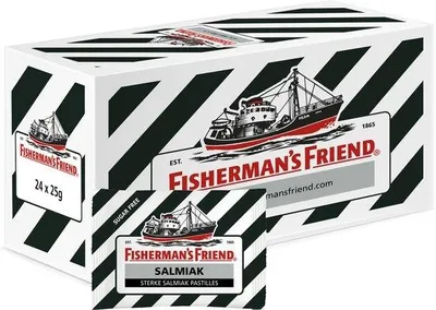 Productafbeelding van Fisherman's Friend Salmiak Suikervrij - 24 zakjes x 25 gram