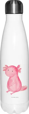 Produktbild von Mr. & Mrs. Panda Wasserflasche Axolotl Niedlich - Weiß - Geschenk, Weisheit, Axolot, Thermos, Thermosflasche, Lebensweisheit, Liebe, thermobehälter, flasche aus edelstahl