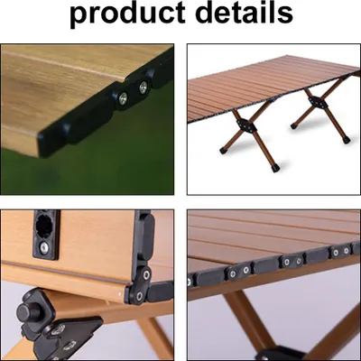 Produktbild von Outdoor-Klapptisch, tragbar, aufrollbar, Camping, Vollaluminiumlegierung, mit Aufbewahrungstasche für Picknick, Grillen, Strand, Hinterhof