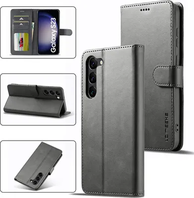 Produktbild von Samsung Galaxy S23 Hülle, Klapphüllen Brieftasche Leder Magnetverschluss Ständer Schutzhülle für Galaxy S23 Grau