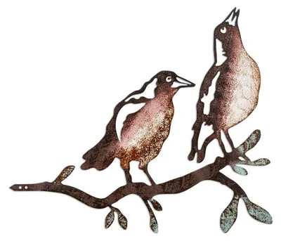 Image de Décoration de jardin Oiseaux sur branche en métal multicolore 39 x 45 cm