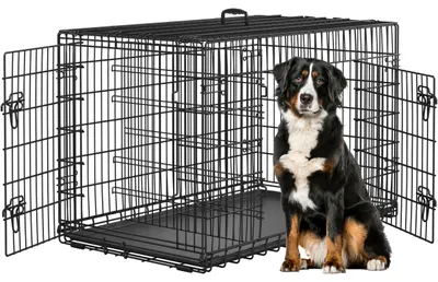 Produktbild von Hundebox faltbar, 122 x 73 x 80 cm, mit 2 Türen und Trennwand, für Zuhause und unterwegs