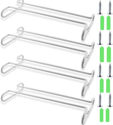 Produktbild von Weinglashalter 4 Stück, wandmontiert, Metall, weiß, für Küche und Bar