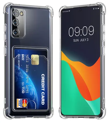 Produktbild von kwmobile Hülle mit Kartenfach kompatibel mit Samsung Galaxy S20 FE - Handyhülle Galaxy S20 FE mit Kartenfach - Soft Case in Transparent