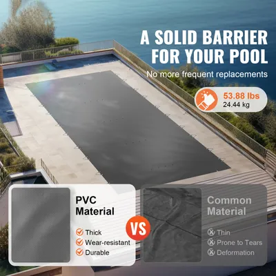 Produktbild von Pool Sicherheitsabdeckung PVC, Winterabdeckplane mit Ablauflöchern, Netz-Poolabdeckung | 4 x 8 m | 0,48 mm | für Rechteckpool 3,66 x 7,62 m