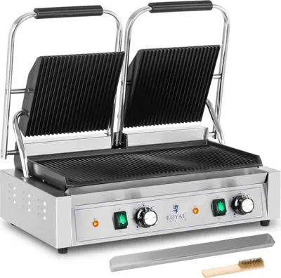 Image de Grill double Expondo Royal Catering - 3 600 W - rainuré
