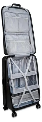 Produktbild von Koffer zum Aufklappen, Stand-Up Koffer, Schrankkoffer, Hartschalenkoffer Trolley, Reisekoffer nutzbar wie Kleiderschrank, Rollkoffer mit 4 Rollen, 120l, L (Schwarz/Grau)