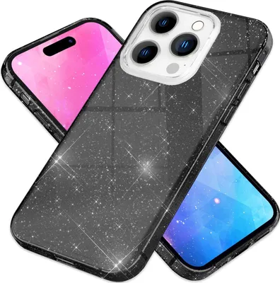 Obrázek produktu pro Pouzdro pro iPhone 14 Pro - Glitter Cover Bling Silicone Mobile Phone Case Glitter Case Black
