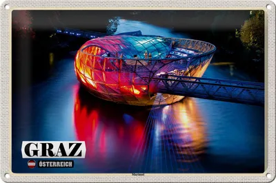 Produktbild von Blechschild Reise Graz Österreich Murinsel See 30x20cm