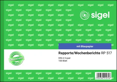 Produktbild von SIGEL RP517 Rapporte/Wochenberichte, A5 q, mit Blaupapier, 100 Blatt