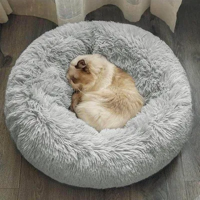 Immagine prodotto di Morbido lettino a ciambella, comprimibile, lavabile, 60 cm, beige, per cani e gatti