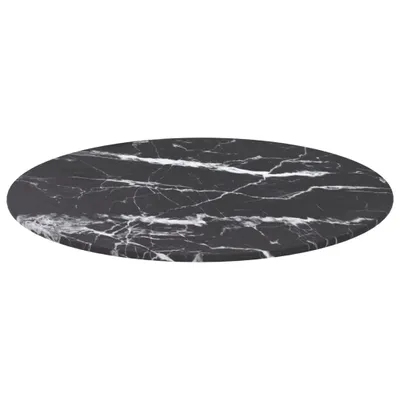 Produktbild von vidaXL Tischplatte Schwarz Ø50x0,8 cm Hartglas in Marmoroptik