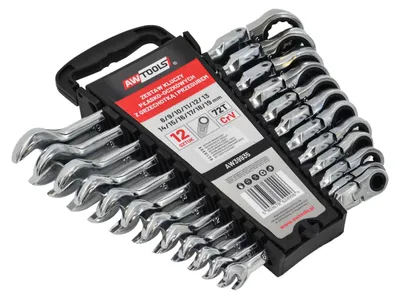 Immagine prodotto di Set di 12 chiavi a cricchetto snodate Awtools. 8-19 mm