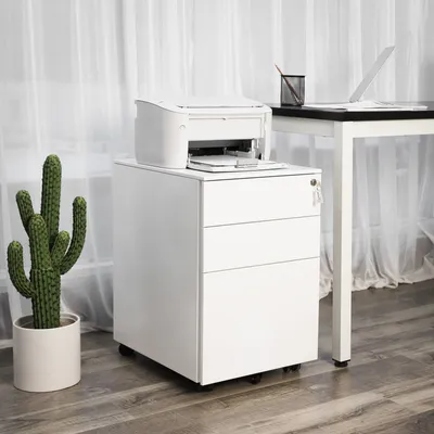 Produktbild von SONGMICS Rollcontainer, Stahl Büroschrank, Aktenschrank, weiß