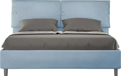 Produktbild von ITYHOME - Gepolstertes Bett mit Lattenrost 160x200 mit Mikrofaserbezug Himmelblau Sleeper