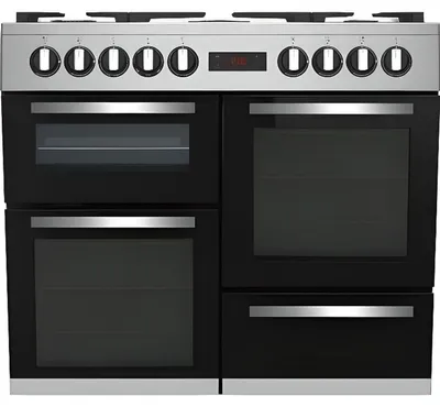 Produktbild von Beko PF335325DX, Freistehender Herd, Schwarz, Edelstahl, Drehregler, Edelstahl, Gaskochfeld, 7 Zone(n)
