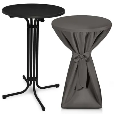 Image de Table haute d'extérieur Beautissu Bellini, pliable, Ø 80 cm, anthracite, avec housse