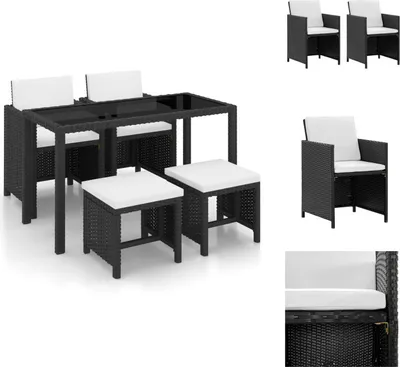 Produktbild von vidaXL 5-tlg. Garten-Essgruppe mit Auflagen Poly Rattan Schwarz -  Gartenmöbel-Sets