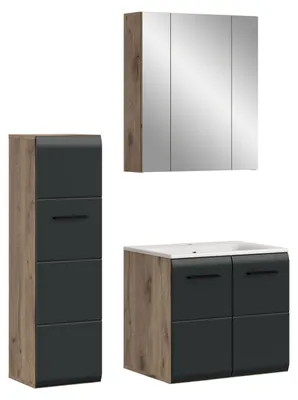 Produktbild von Bad Set Ice 8 | 3-teilig | Nox Oak / schwarz matt ohne