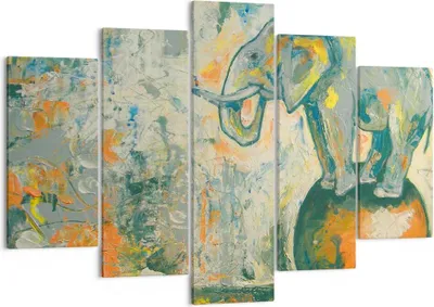 Produktbild von Bild auf Leinwand - Leinwandbild - Elefant Abstraktion - 150x100cm - Wand Bild - Wanddeko - Leinwanddruck - Bilder - Kunstdruck - Wanddekoration - Leinwand bilder - Wandkunst - EA150x100-3566