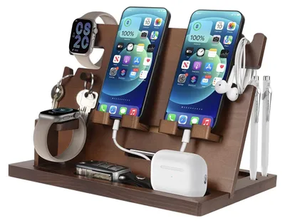 Image de Solidchoice - Organisateur de chevet en bois, station d'accueil pour téléphone et clés