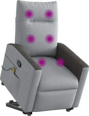 Immagine prodotto di Poltrona Alzapersona Massaggi Reclinabile Grigio Chiaro Tessuto