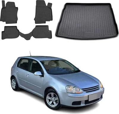 Obrázok produktu pre Sada podlahových rohoží a vložiek do kufra pre VW Golf 5 2003-2009 gumové TPE čierne 5x