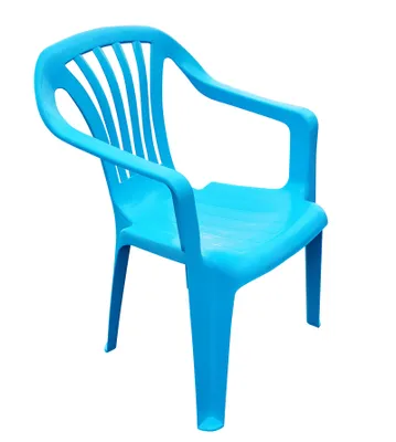 Produktbild von Fachhandel Plus Kinderstuhl Monoblock, hellblau, Kunststoff, stapelbar, witterungsbeständig, robust, Armlehne, 52x37x30 cm, Sitzhöhe 27,5 cm
