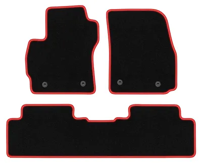 Produktbild von Fußmatten Automatten Velours Schwarz/Rot für Mazda 5 I 2005-2010 Set 3-tlg