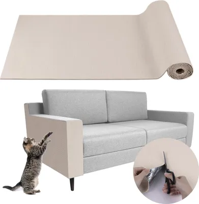 Produktbild von STILVORA Kratzbäume, Selbstklebende Katzen Kratzmatte, DIY zuschneidbarer Teppich 100×40 cm, schützt Möbel, bietet Katzen Spielspaß & Krallenpflege, Beige