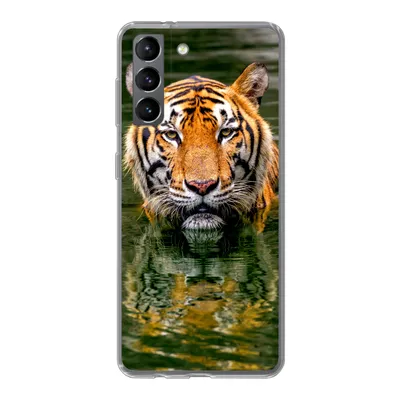 Produktbild von MuchoWow® Handyhülle Schutzhülle Hülle für Samsung Galaxy S21 Tiger - Wasser - Spiegelung Silikon Softcase Handy Hülle - Softcase
