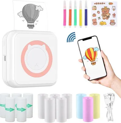 Productafbeelding van Miniprinter voor smartphone - Roze - Draagbare Thermische Printer - Voor Notities en Foto's