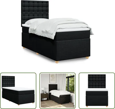 Produktbild von The Living Store Boxspringbett mit Matratze Schwarz 80x200 cm Stoff