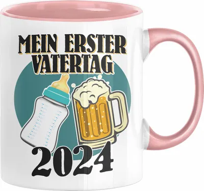 Produktbild von Erster Vatertag 2024 Geschenk Tasse Lustige Geschenkidee 1. Vatertag (Rosa)