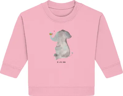 Produktbild von Mr. & Mrs. Panda Organic Baby Pullover Elefant Biene 24. - 36. Monat - Baumwolle Pink - Geschenk, Lustige Sprüche, Liebe, Bullover, Hochzeitsgeschenk, Liebesspruch