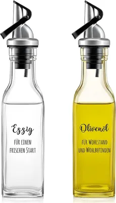 Zdjęcie produktu dla Zestaw dwóch butelek na olej i ocet z etykietami, pojemność 150 ml, do użytku w kuchni